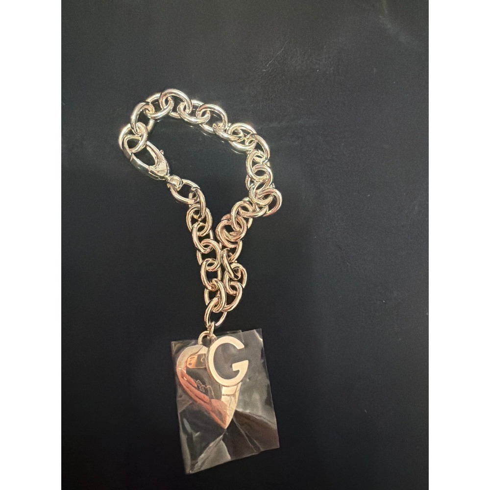 Gucci Sterling Silver Heart G Charm Bracelet Ag 925 Made in Italy 8 Inch